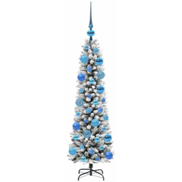 vidaXL Pre-Lit Warm White LED and Blue Baubles White Artificial Christmas Tree with Stand 3.9ft - Wilko - thumbnail 5