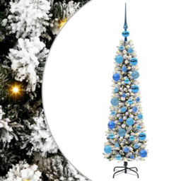 vidaXL Pre-Lit Warm White LED and Blue Baubles White Artificial Christmas Tree with Stand 3.9ft - Wilko - thumbnail 3