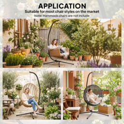 Outsunny Black Hanging Egg Chair C Swing Hammock Stand - Size: 205 x 128 x 105cm - Wilko - thumbnail 7