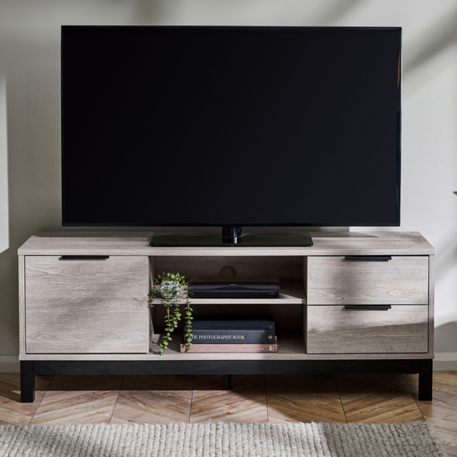 Julian Bowen Bali Grey Oak TV Unit - Size: 50 x 135 x 40cm - Wilko - image 1