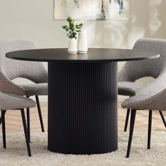 Julian Bowen Louis 4 Seater Fluted Round Dining Table Black - Wilko - image 1