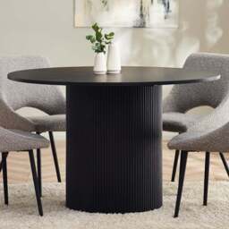 Julian Bowen Louis 4 Seater Fluted Round Dining Table Black - Wilko
