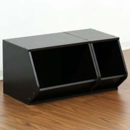 Walplus KidKanac 2 in 1 Espresso Stacking Storage Set - Size: 30.73 x 59.69 x 28.7cm - Black - Wilko - thumbnail 1