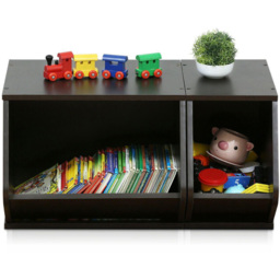 Walplus KidKanac 2 in 1 Espresso Stacking Storage Set - Size: 30.73 x 59.69 x 28.7cm - Black - Wilko - thumbnail 4
