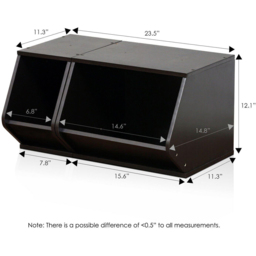 Walplus KidKanac 2 in 1 Espresso Stacking Storage Set - Size: 30.73 x 59.69 x 28.7cm - Black - Wilko - thumbnail 6