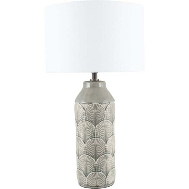 Pacific Lifestyle Bethan Grey Embossed Ceramic Table Lamp - Wilko - image 1