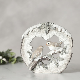 The Christmas Gift Co 2 Robins Figurine Christmas Decoration - Size: 13.7 x 13.8 x 4.7cm - White - The Christmas Gift Co. - Wilko - thumbnail 3