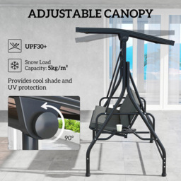 Outsunny 3 Seater Dark Grey Adjustable Canopy Convertible Garden Swing Bed - Wilko - thumbnail 6