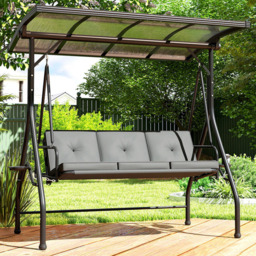 Outsunny 3 Seater Dark Grey Adjustable Canopy Convertible Garden Swing Bed - Wilko - thumbnail 1