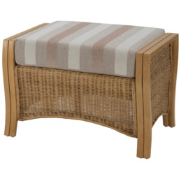 Desser Furniture Opera Light Oak Natural Rattan Duke Beige Stripe Footstool - Size: 48.0 cm x 67.0 cm x 40.0 cmcm - Brown - Wilko - thumbnail 3