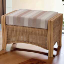 Desser Furniture Opera Light Oak Natural Rattan Duke Beige Stripe Footstool - Size: 48.0 cm x 67.0 cm x 40.0 cmcm - Brown - Wilko