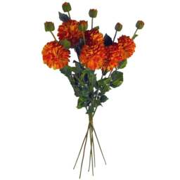Leaf Orange Dahlia Pom Pom Artificial Flower Stem 75cm 6 Pack - Size: 75 x 13 x 13cm - Wilko
