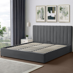 Brooklyn Evelynne Super King Dark Grey Linen Ottoman Bed - Wilko