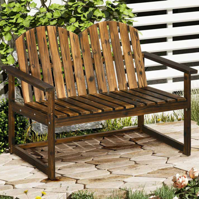 Outsunny Wooden Garden Patio Bench - Size: 17 x 68 x 109.5cm - Brown - Wilko - image 1