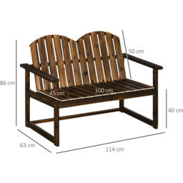 Outsunny Wooden Garden Patio Bench - Size: 17 x 68 x 109.5cm - Brown - Wilko - thumbnail 6