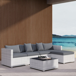 Outsunny 5 Seater Mixed Grey Rattan Corner Sofa Set - Wilko