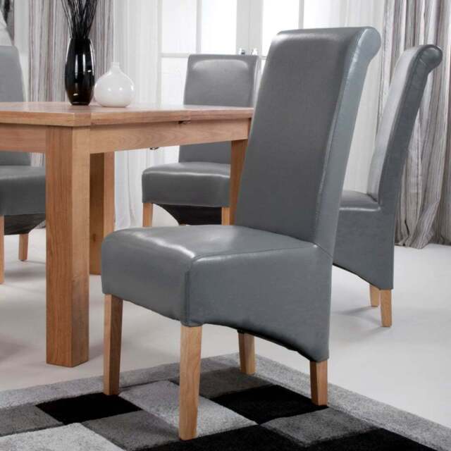 Krista Set of 2 Grey Bonded Leather Roll Back Dining Chair - Wilko - image 1