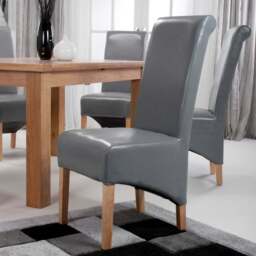 Krista Set of 2 Grey Bonded Leather Roll Back Dining Chair - Wilko