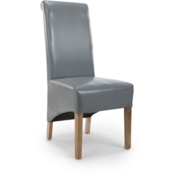 Krista Set of 2 Grey Bonded Leather Roll Back Dining Chair - Wilko - thumbnail 7