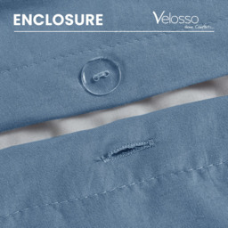 Velosso Washed Linen Look King Size Denim Blue Duvet Set - Wilko - thumbnail 6