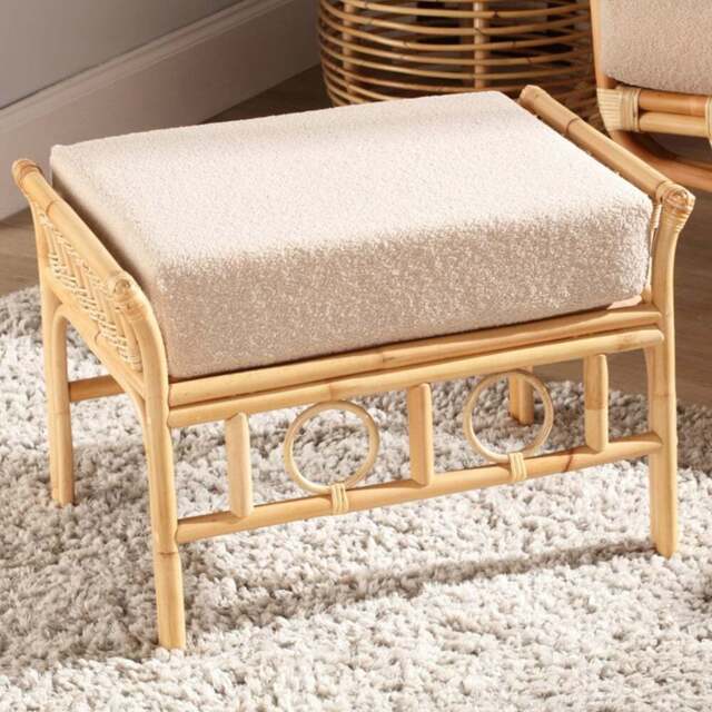 Desser Furniture Bejing Natural Rattan Latte Boucle Footstool - Size: 60.5 cm x 97.5 cm x 61.5 cmcm - Brown - Wilko - image 1