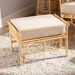Desser Furniture Bejing Natural Rattan Latte Boucle Footstool - Size: 60.5 cm x 97.5 cm x 61.5 cmcm - Brown - Wilko - thumbnail 6