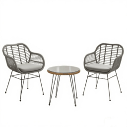 Home Republic Malibu 2 Seater Grey Rope Weave Garden Bistro Set with Cushion - n/a - Homerepublic - Wilko - thumbnail 3