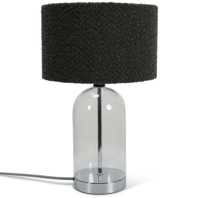 ValueLights Jessy Silver and Charcoal Boucle Shade Glass LED Table Lamp - Size: 45 x 25 x 25cm - Grey - Wilko - image 1
