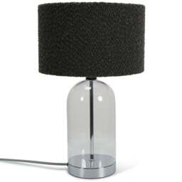 ValueLights Jessy Silver and Charcoal Boucle Shade Glass LED Table Lamp - Size: 45 x 25 x 25cm - Grey - Wilko
