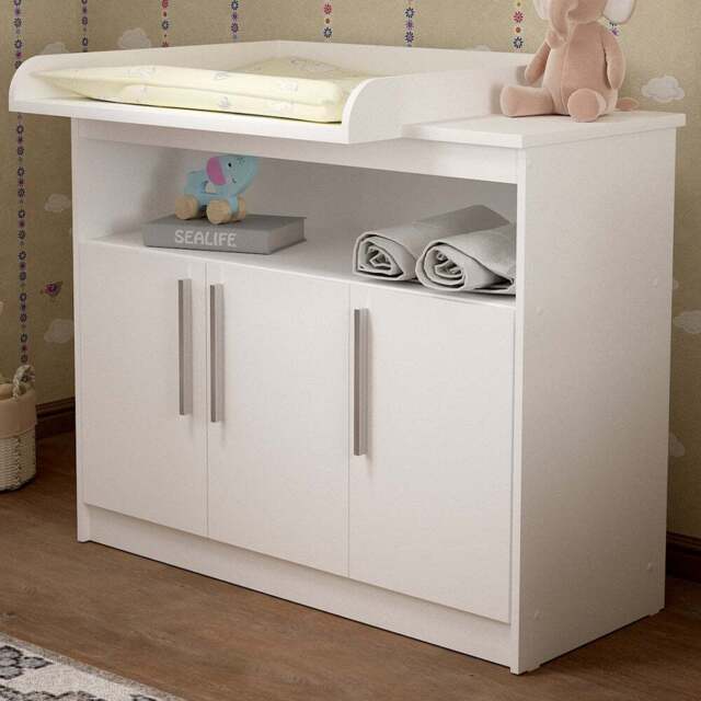 Shefa 1100 3 Door Single Shelf White Kids Changing Unit - Size: 89 x 111 x 75cm - Wilko - image 1