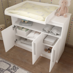 Shefa 1100 3 Door Single Shelf White Kids Changing Unit - Size: 89 x 111 x 75cm - Wilko - thumbnail 5