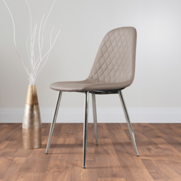 Furniturebox Elissa Solara Marble Effect 2 Seater Round Dining Set White Cappuccino and Chrome - Wilko - thumbnail 4