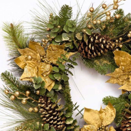 Shatchi Gold Christmas Wreath 60cm - Wilko - thumbnail 3
