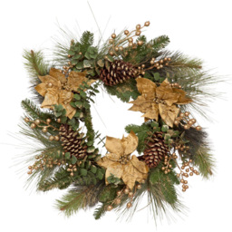 Shatchi Gold Christmas Wreath 60cm - Wilko - thumbnail 1