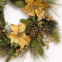 Shatchi Gold Christmas Wreath 60cm - Wilko - thumbnail 4