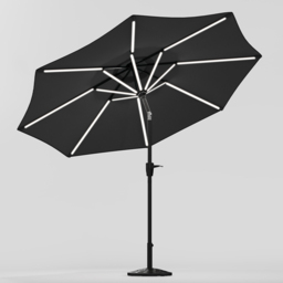 Living and Home Dark Grey Solar LED Crank and Tilt Parasol with Resin Floral Base 3m - Wilko - thumbnail 5