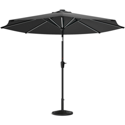 Living and Home Dark Grey Solar LED Crank and Tilt Parasol with Resin Floral Base 3m - Wilko - thumbnail 1
