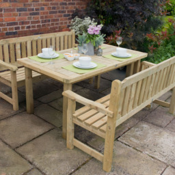 Forest Garden Rosedene 6 Seater Dining Table and Bench Set - Green - Wilko - thumbnail 4