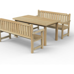 Forest Garden Rosedene 6 Seater Dining Table and Bench Set - Green - Wilko - thumbnail 3