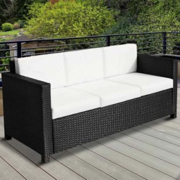Outsunny 3 Seater Rattan Sofa Black - Wilko
