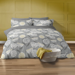 Bellissimo Retro Scandi Double Grey and Ochre Duvet Set - Multi - Wilko