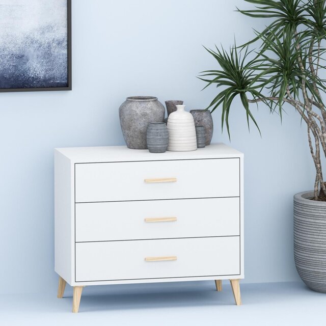 Kingston 3 Drawer Chest - White - Wilko - image 1