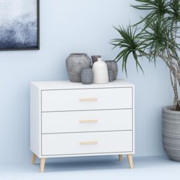 Kingston 3 Drawer Chest - White - Wilko - thumbnail 1