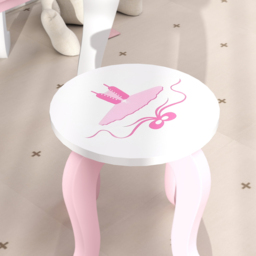 AIYAPLAY 2 Piece Pink Round Mirror Kids Dressing Table Set - Size: 89 x 45 x 65cm - Wilko - thumbnail 5