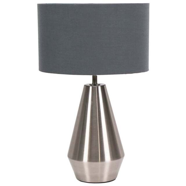ValueLights Jax Charcoal Grey Shade Brushed Chrome Touch LED Table Lamp - Size: 41 x 25 x 25cm - Silver - Wilko - image 1
