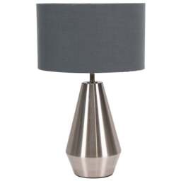 ValueLights Jax Charcoal Grey Shade Brushed Chrome Touch LED Table Lamp - Size: 41 x 25 x 25cm - Silver - Wilko