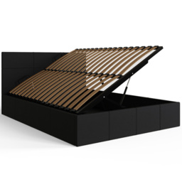 GFW Small Double Black Faux Leather Side Lift Ottoman Bed with Bonnell Mattress - Wilko - thumbnail 6