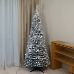 Xmas Haus Pop Up Pre Lit Frosted Artificial Christmas Tree 7ft - Silver - Wilko - thumbnail 7