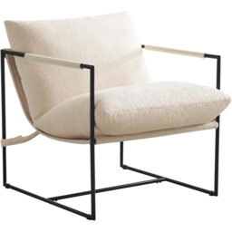 Luca White Boucle Upholstered Lounge Accent Chair with Metal Frame - Size: Single - MCC - Wilko - thumbnail 3