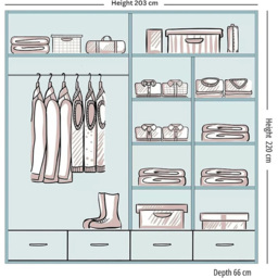Sliding Wardrobes 4U Sycylia 2 Door 4 Drawer White High Gloss Mirrored Wardrobe 203cm - Size: 2 Door, 4 Drawer - Wilko - thumbnail 7